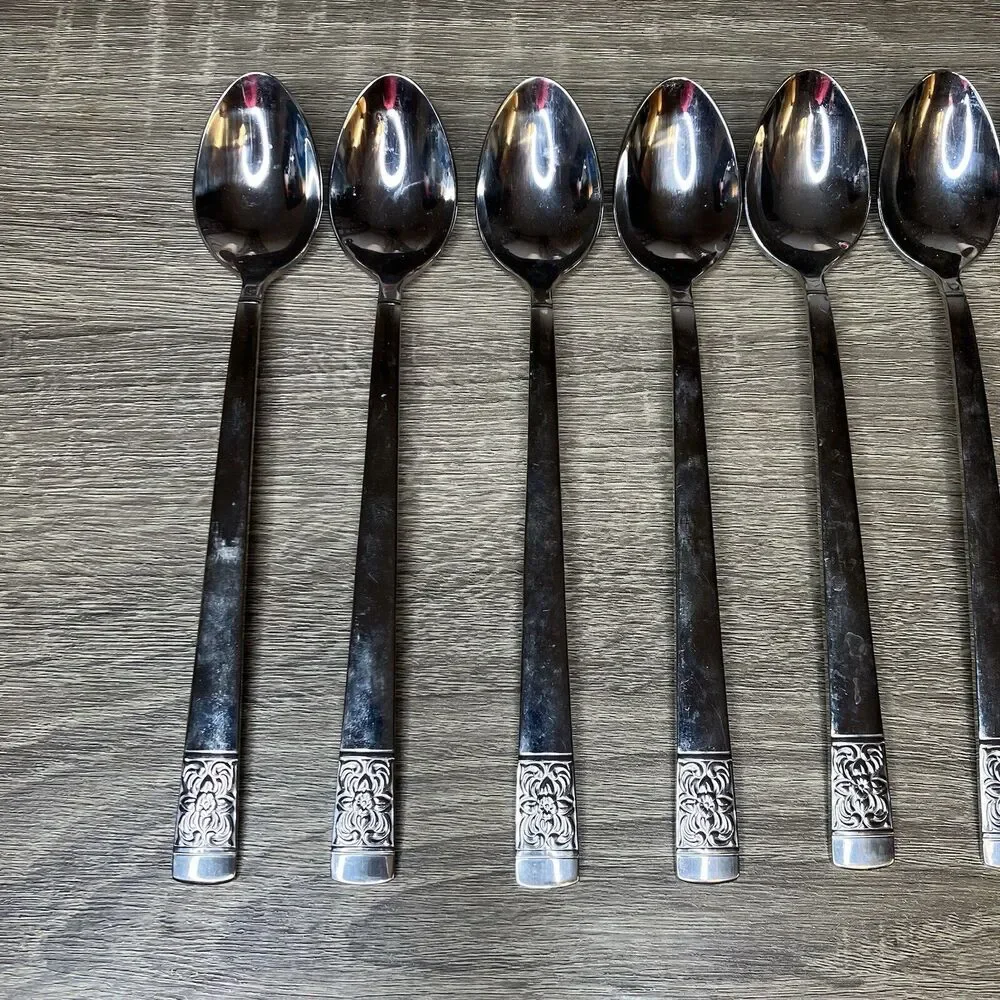Reed & Barton Set Of 8 Harvest Bouquet 18/10 Stainless Iced Tea Spoons New